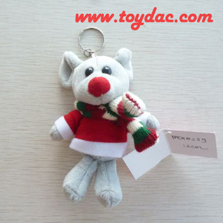 Плюшевая рождественская игрушка-мышь с кольцом для ключей
