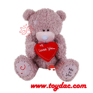 Плюшевая игрушка-мишка с красным сердцем на День святого Валентина