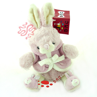 Плюшевый розовый детский игрушечный кролик